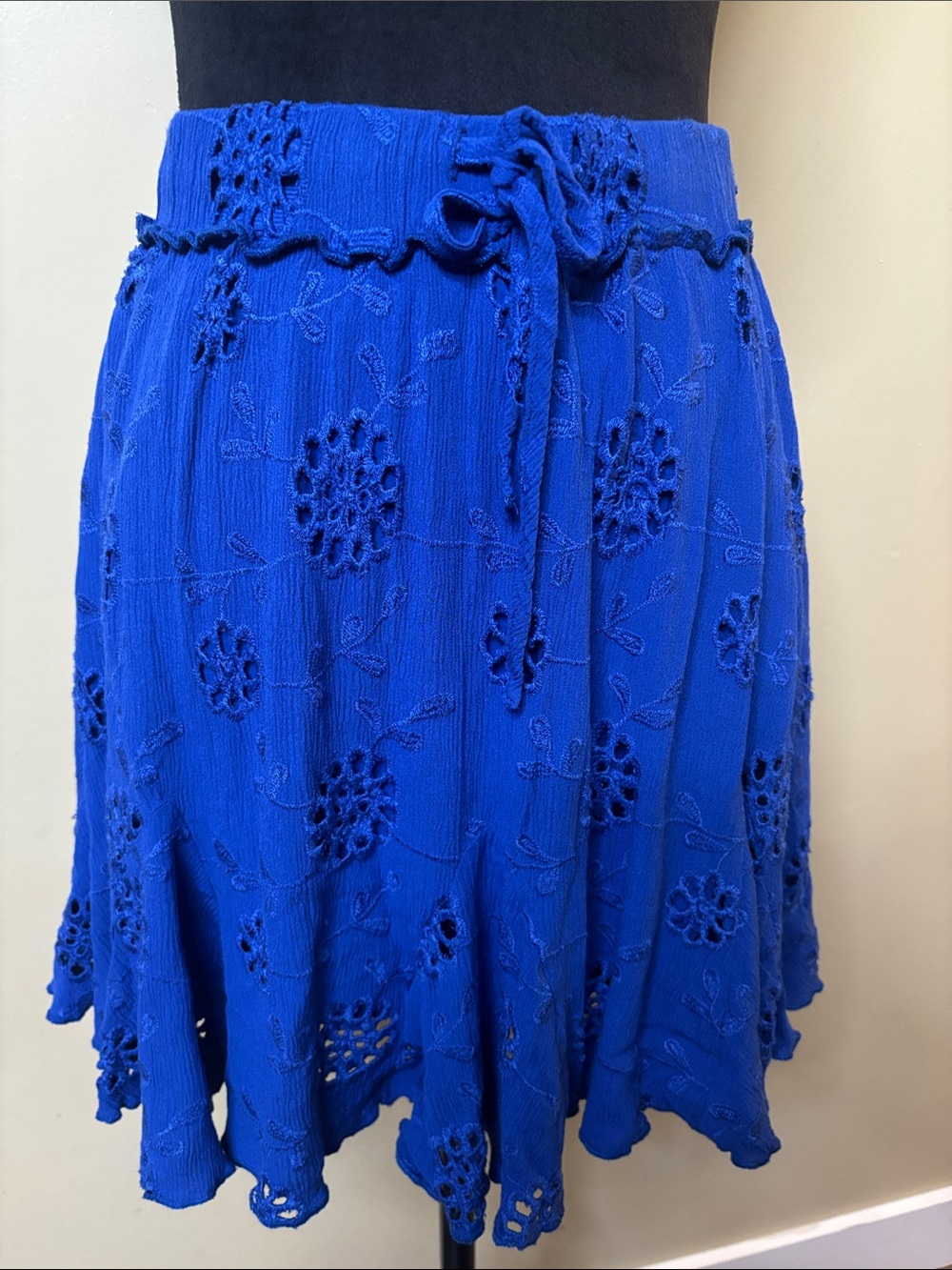 Rewind Royal Blue Eyelet Skater Skirt